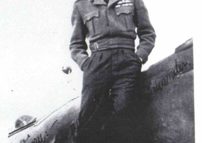 Flt Lt JW Harder DFC post war with Spitfire