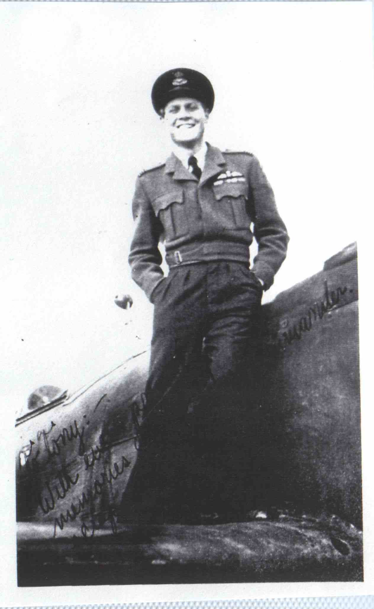 Flt Lt JW Harder DFC post war with Spitfire