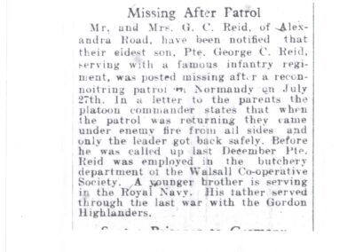 Reid newspaper re capture WObs 30 aug 44
