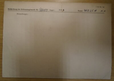 German PoW Record Card - NHT Welch (2)